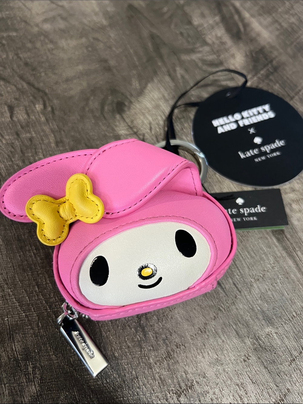 kate spade Pink My Melody Coin Purse Keyring with Yellow Bow